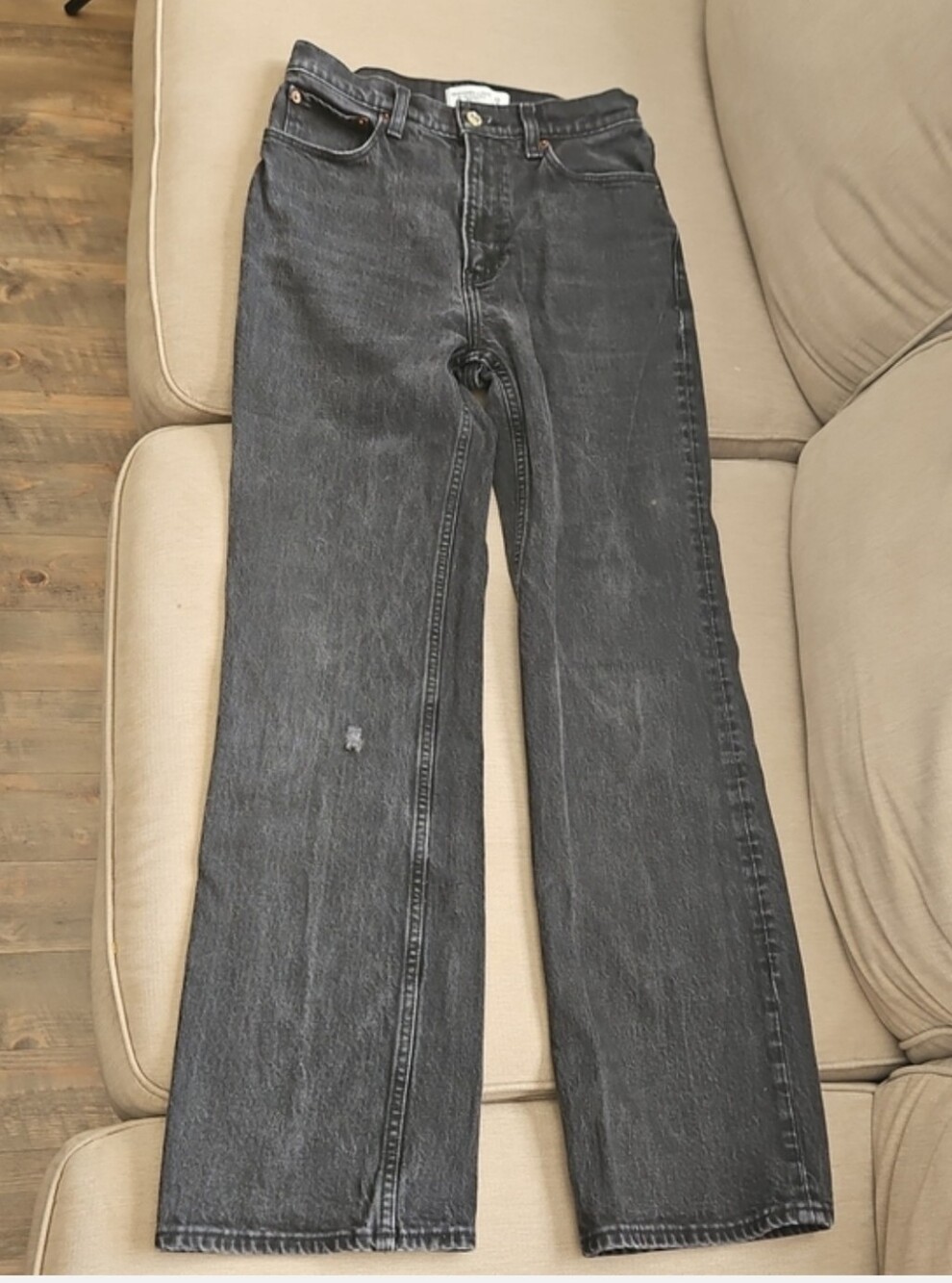 Abercrombie & Fitch The 90s Relaxed Jeans Black Women's Straight Leg Size 25